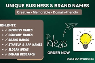craft a unique business name, company name, and brand name for your business