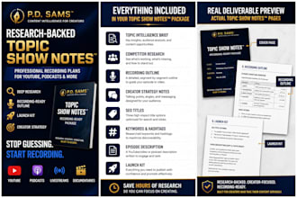 research and create recording ready show notes