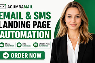 setup acumbamail email sms landing page automation