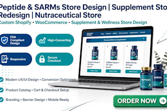 build fda complaint peptide website or redesign sarms, supplement store