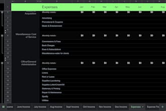 create a custom excel or google sheets spreadsheet