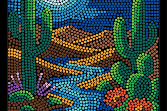 draw a unique pointillism dot art illustration