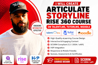 do articulate storyline rise 360 course on talentlms, tutorlms moodle scorm, h5p