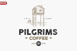 create vintage hand lettering typography in old english font style logo