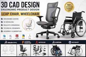 do 3d cad design ergonomics product design leap chair wheelchair commode chair
