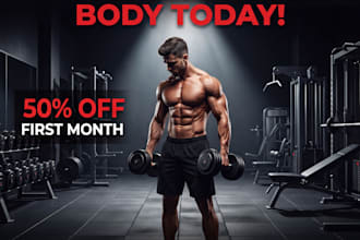 design modern gym and fitness social media posts with ai