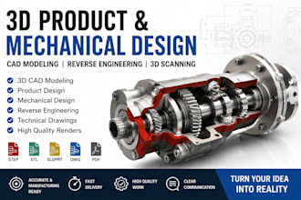 do 3d product design, mechanical design, cad, reverse engineering, scan