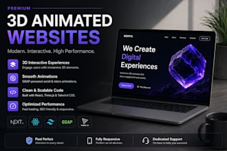 build 3d animation website development with r3f, gsap, webgl, webar and three js