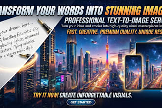 text to 5 profissionale images