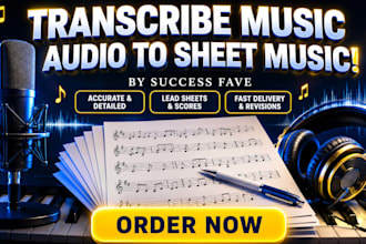 transcribe audio into piano, violin and keyboard sheet music lead sheet notation