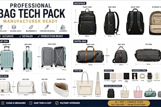 design professional bag tech pack for manufacturer production