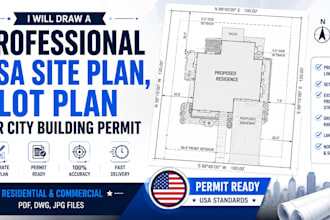 draw a professional USA, texas site plan, plot plan for city building permit