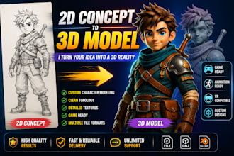 transform your 2d character concept into a stylized 3d model