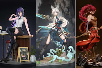 3d print and paint custom anime figures, resin busts, miniatures and stl models