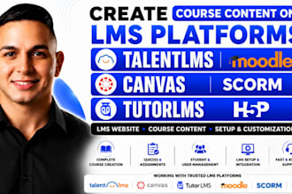 create course content and upload in talentlms, graphy, learndash, moodle and h5p