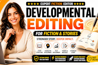 do developmental editing for your story, and fictional developmental editing