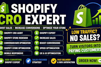 design shopify store, shopify redesign and shopify  website cro optimization