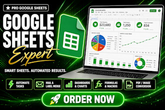 create custom google sheets, formulas, scripts, and automation