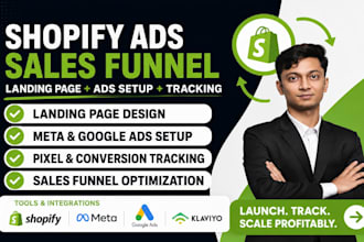 build shopify facebook ads google ads tiktok ads video ads and  shopify funnel