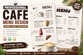 design modern café coffee shop restaurant menu and price list