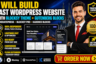 build wordpress website blocksy, generatepress, gutenberg block, blocksy theme