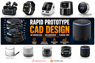 rapid prototype cad design, 3d modeling solidworks fusion360 product development