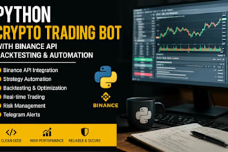 develop a python trading bot for binance, bybit, mql5 and crypto automation