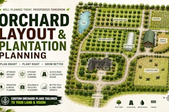 design orchard layout, farm plan, site plan and plantation planning