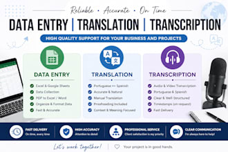 transcipt, translate, data entry, web research