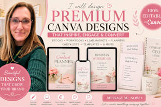 design professional lead magnet, ebook, workbook, freebie and canva template