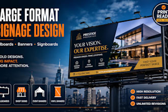design digital billboard, signage, yard sign, hoarding and roll up banner design