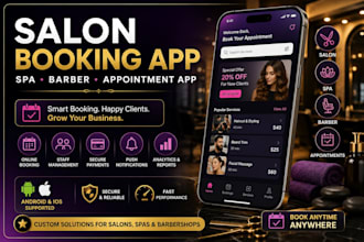 build professional salon booking app, spa appointment app,barber scheduling app