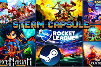 do pixel art, steam capsule art, steam game, pixel banner, pixel logo, game UI,