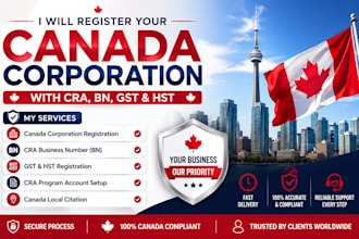 incorporate your canada business federal,provincial with bn gst hst registration