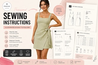 write illustrated step by step sewing instruction guide foryour clothing pattern