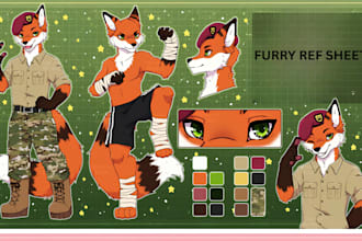 draw furry reference sheet furry fursona nsfw or sfw furry art character design