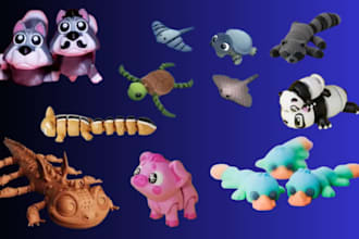 design 3d flexi animal toys, fidget clicker stl, articulated model 3d printing