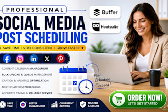 schedule social media post via buffer hootsuite , social media post scheduling