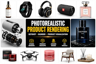 photorealistic product rendering, keyshot and blender 3d product mockup design