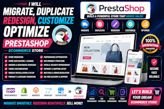 migrate, duplicate redesign, customize optimize prestashop ecommerce store