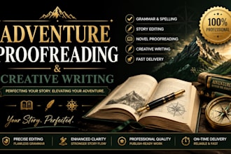 proofread and edit your adventure story, novel, or creative writing