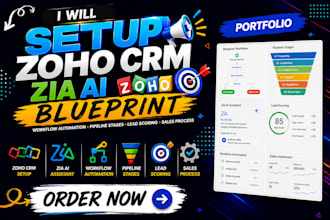 setup zoho CRM zia ai blueprint workflow automation pipeline stages lead scoring
