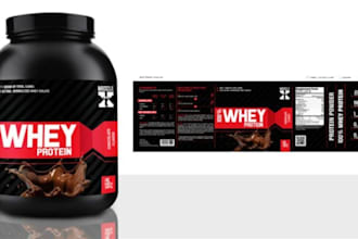 design supplement product label, vitamin packaging, nutraceutical protein label