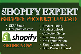 do shopify product upload, product listing, SEO optimization and inventory setup