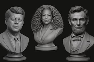 ceate realistic photo to 3d head model 3d bust face likeness stl for 3d printing