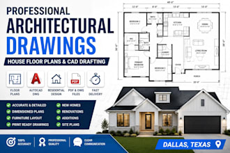 create architectural drawings, house floor plans  cad drafting in dallas, texas