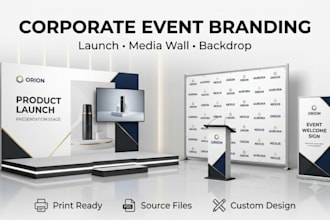 design product launch backdrop banner and corporate media wall