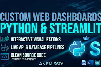 build custom python streamlit web app and dashboard
