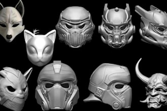 sculpt custom 3d mask, helmet, cosplay armor and 3d head