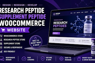 design, redesign research peptide, supplement peptide, woocommerce peptide store